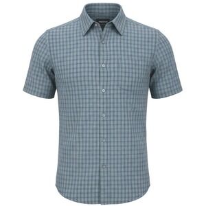 Marmot Mens Medium Blue Plaid Short Sleeve Button Up Shirt Outdoor Hiking